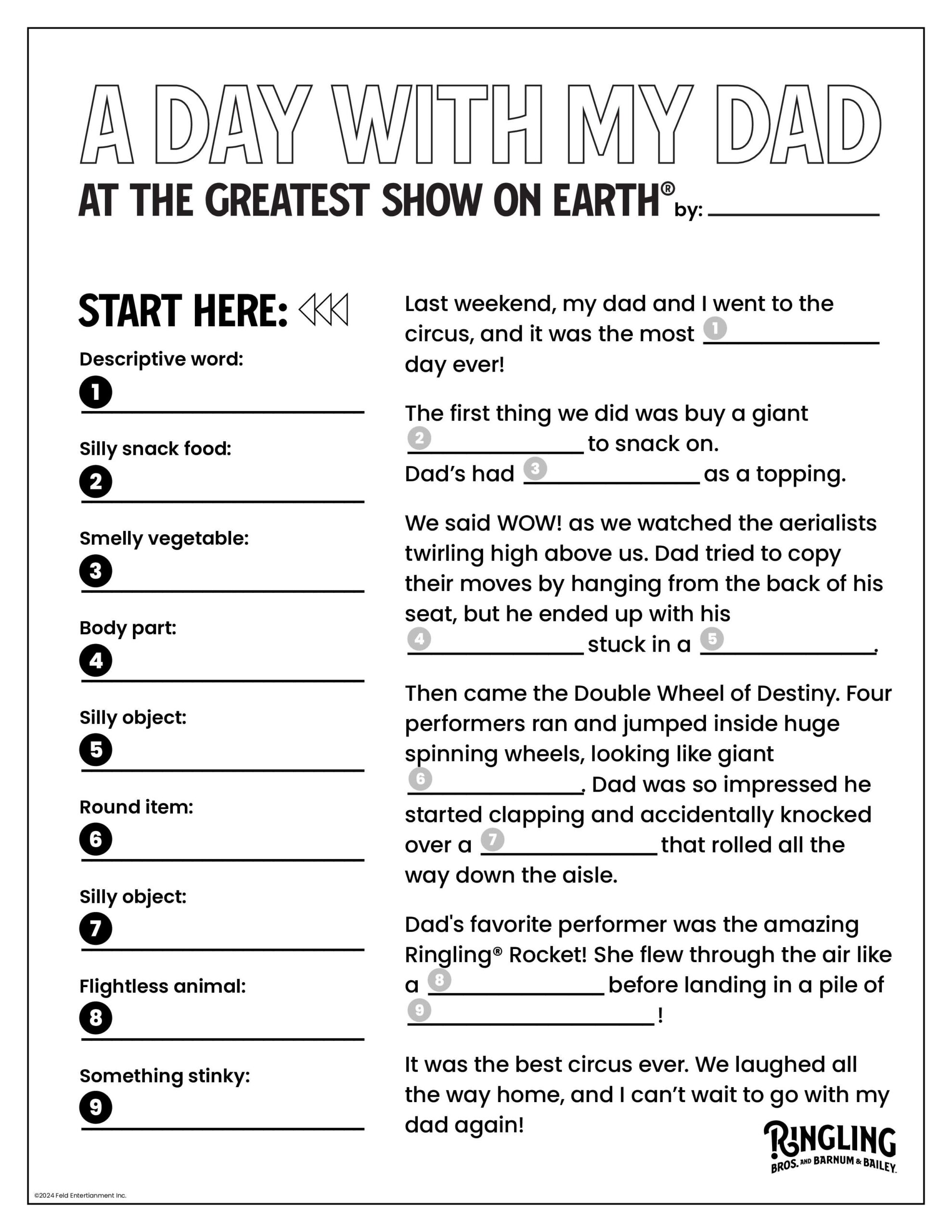 a day with my dad activity sheet